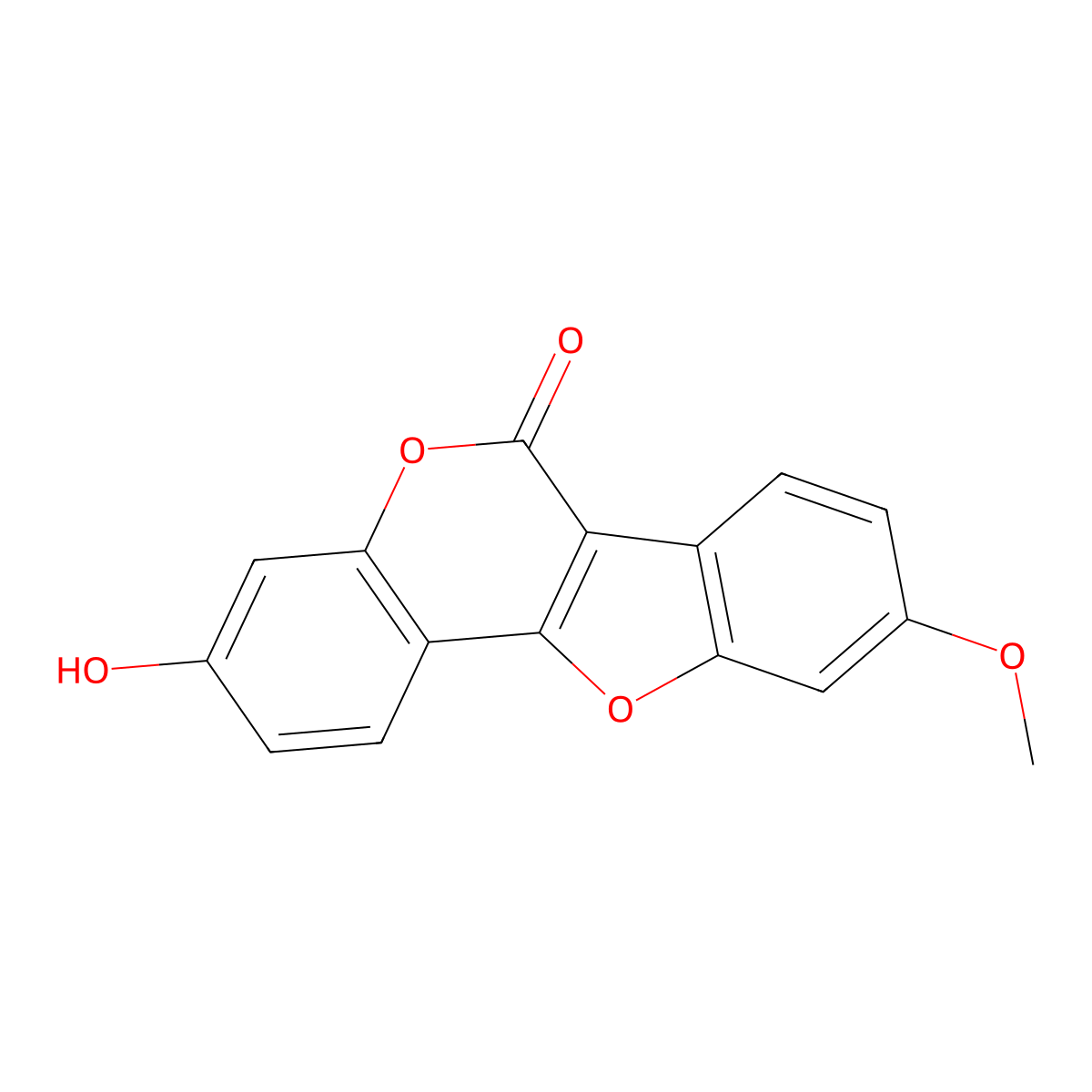 3-Hydroxy-9-methoxy-6H-benzofuro(3,2-c)(1)benzopyran-6-one molecular structure, CAS 1690-62-6