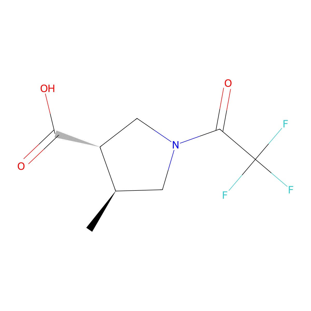 rac-(3R,4R)-4-methyl-1-(trifluoroacetyl)pyrrolidine-3-carboxylic acid molecular structure, CAS 1690003-90-7