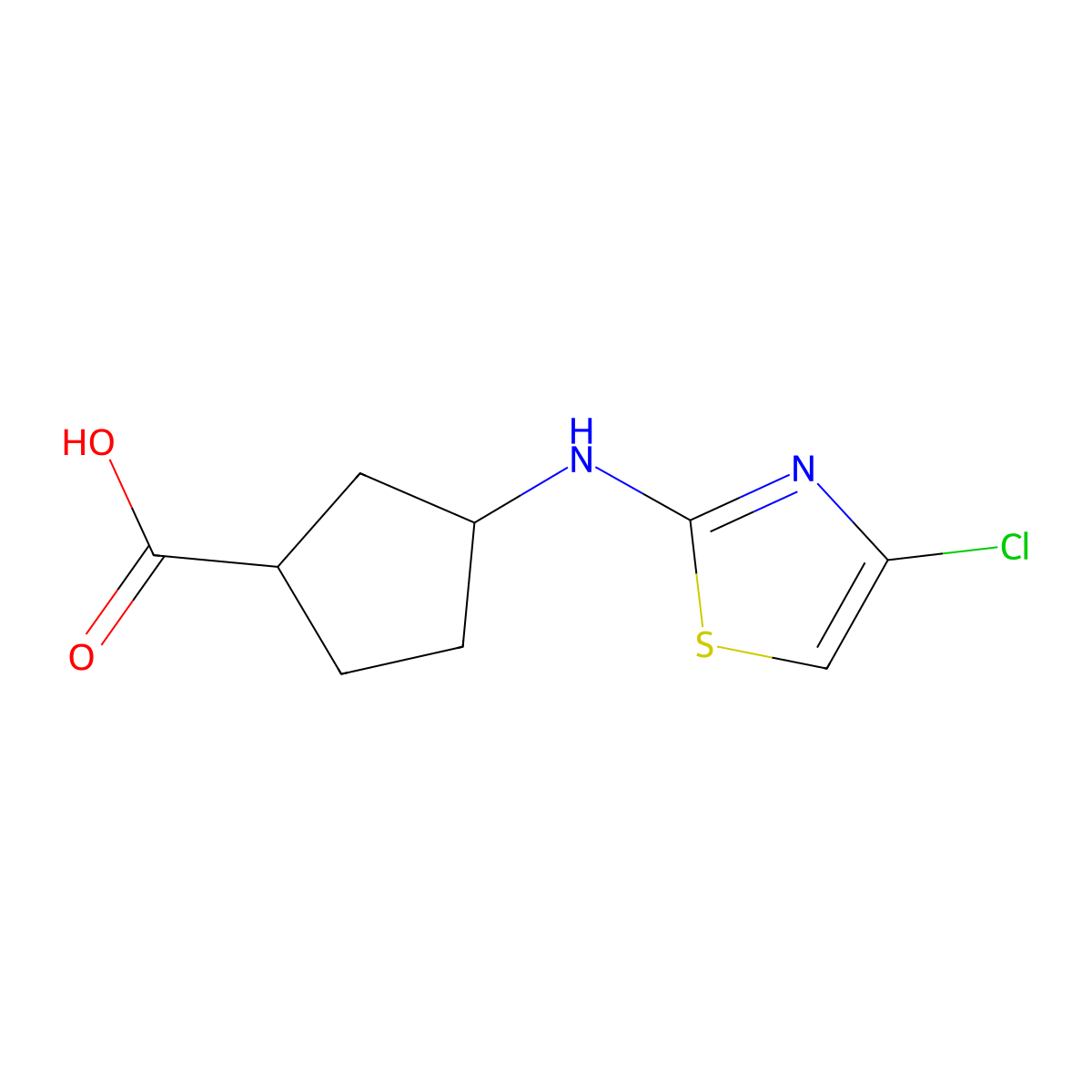 rac-(1R,3S)-3-[(4-chloro-1,3-thiazol-2-yl)amino]cyclopentane-1-carboxylic acid molecular structure, CAS 1690015-36-1