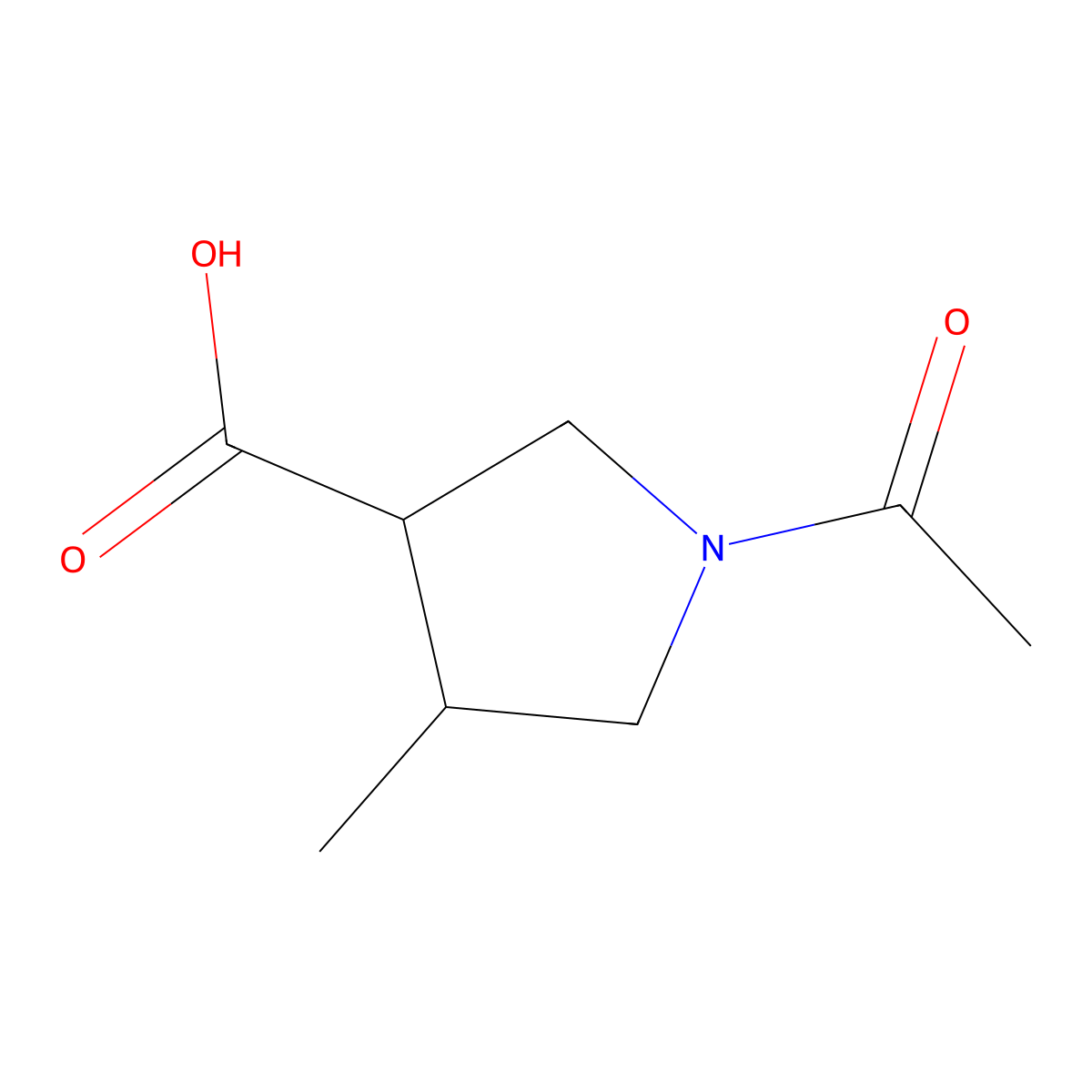 rac-(3R,4R)-1-acetyl-4-methylpyrrolidine-3-carboxylic acid molecular structure, CAS 1690029-40-3