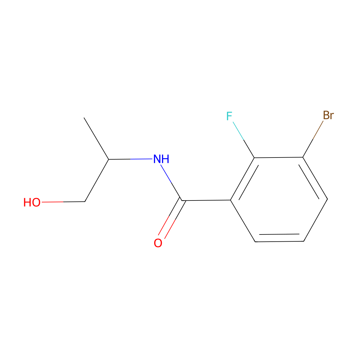 3-Bromo-2-fluoro-N-[(2S)-1-hydroxypropan-2-yl]benzamide molecular structure, CAS 1690044-39-3