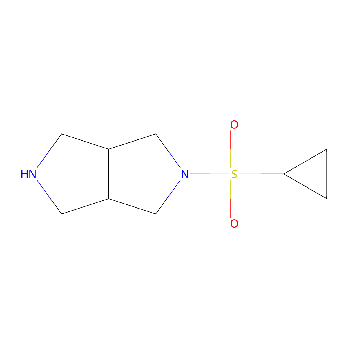 rel-(3aR,6aS)-2-(cyclopropylsulfonyl)octahydropyrrolo[3,4-c]pyrrole molecular structure, CAS 1690078-59-1