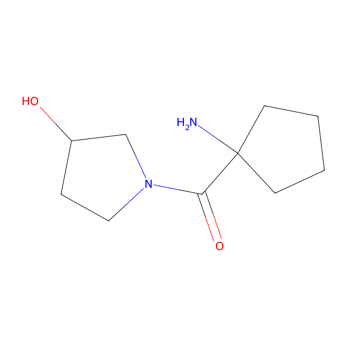 (3R)-1-(1-aminocyclopentanecarbonyl)pyrrolidin-3-ol hydrochloride molecular structure, CAS 1690088-58-4