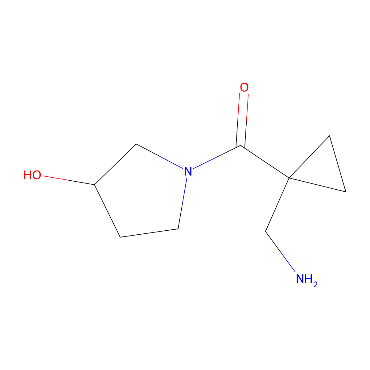 (3R)-1-[1-(aminomethyl)cyclopropanecarbonyl]pyrrolidin-3-ol molecular structure, CAS 1690112-02-7