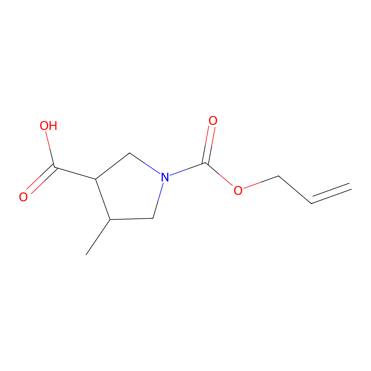 rac-(3R,4R)-4-methyl-1-[(prop-2-en-1-yloxy)carbonyl]pyrrolidine-3-carboxylic acid molecular structure, CAS 1690135-18-2