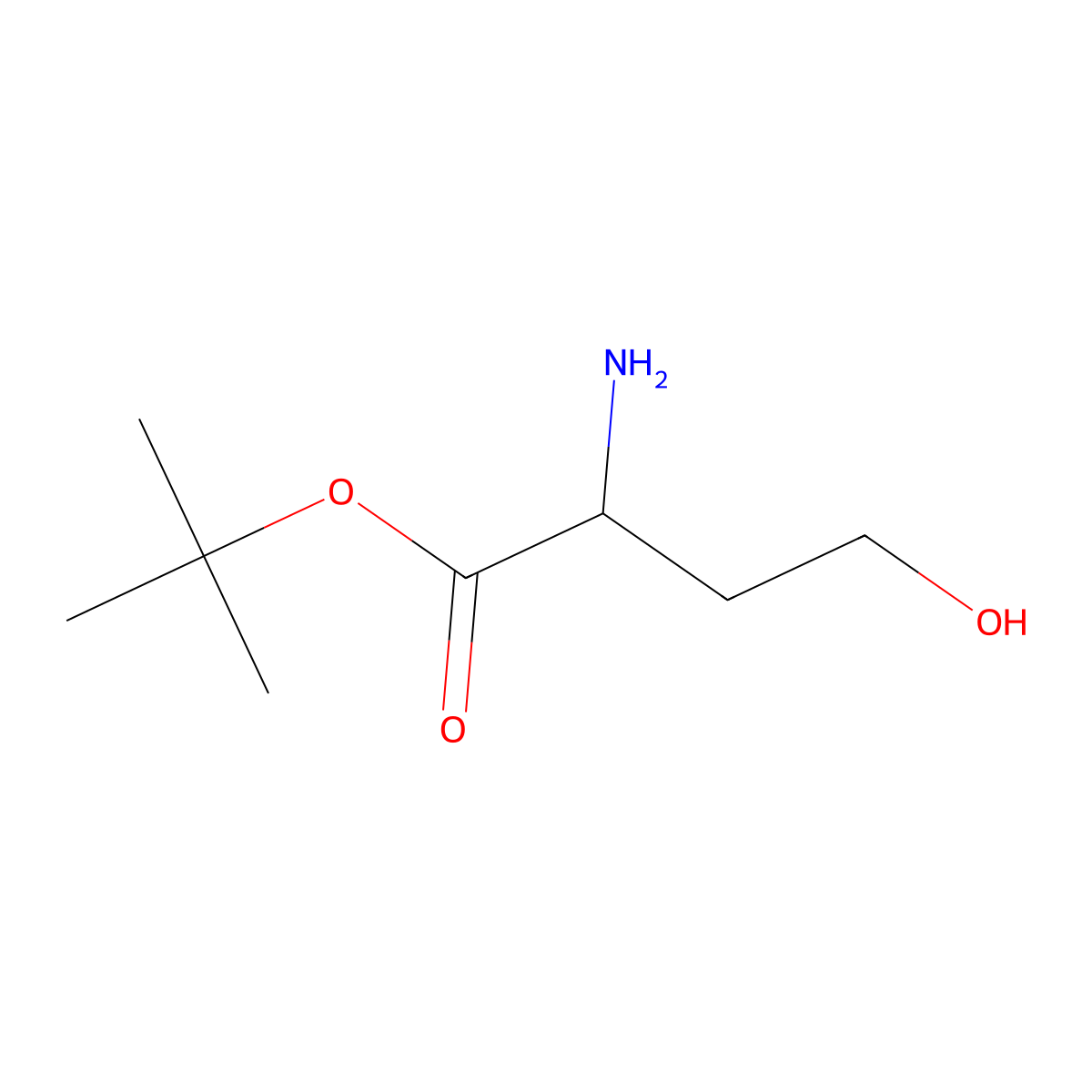 tert-butyl (2R)-2-amino-4-hydroxybutanoate molecular structure, CAS 1690139-26-4