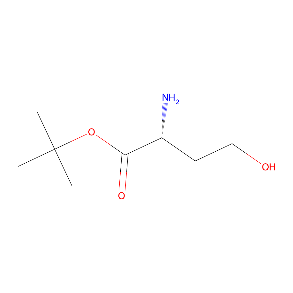 tert-butyl (2R)-2-amino-4-hydroxybutanoate molecular structure, CAS 1690139-26-4