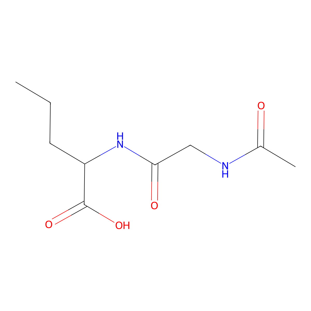 (2R)-2-(2-acetamidoacetamido)pentanoic acid molecular structure, CAS 1690166-85-8