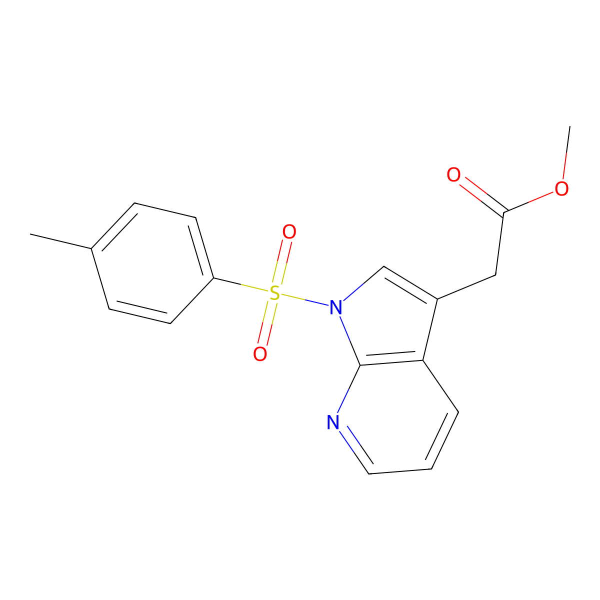 1H-Pyrrolo[2,3-b]pyridine-3-acetic acid, 1-[(4-methylphenyl)sulfonyl]-, methyl ester molecular structure, CAS 169030-85-7