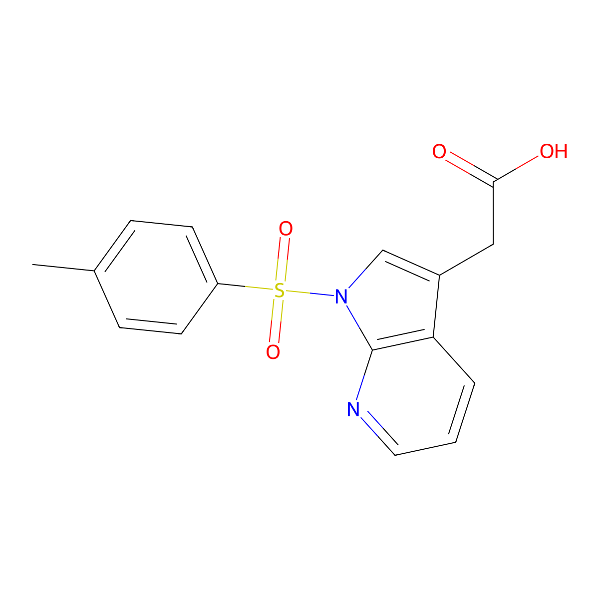 1H-Pyrrolo[2,3-b]pyridine-3-acetic acid, 1-[(4-methylphenyl)sulfonyl]- molecular structure, CAS 169030-88-0