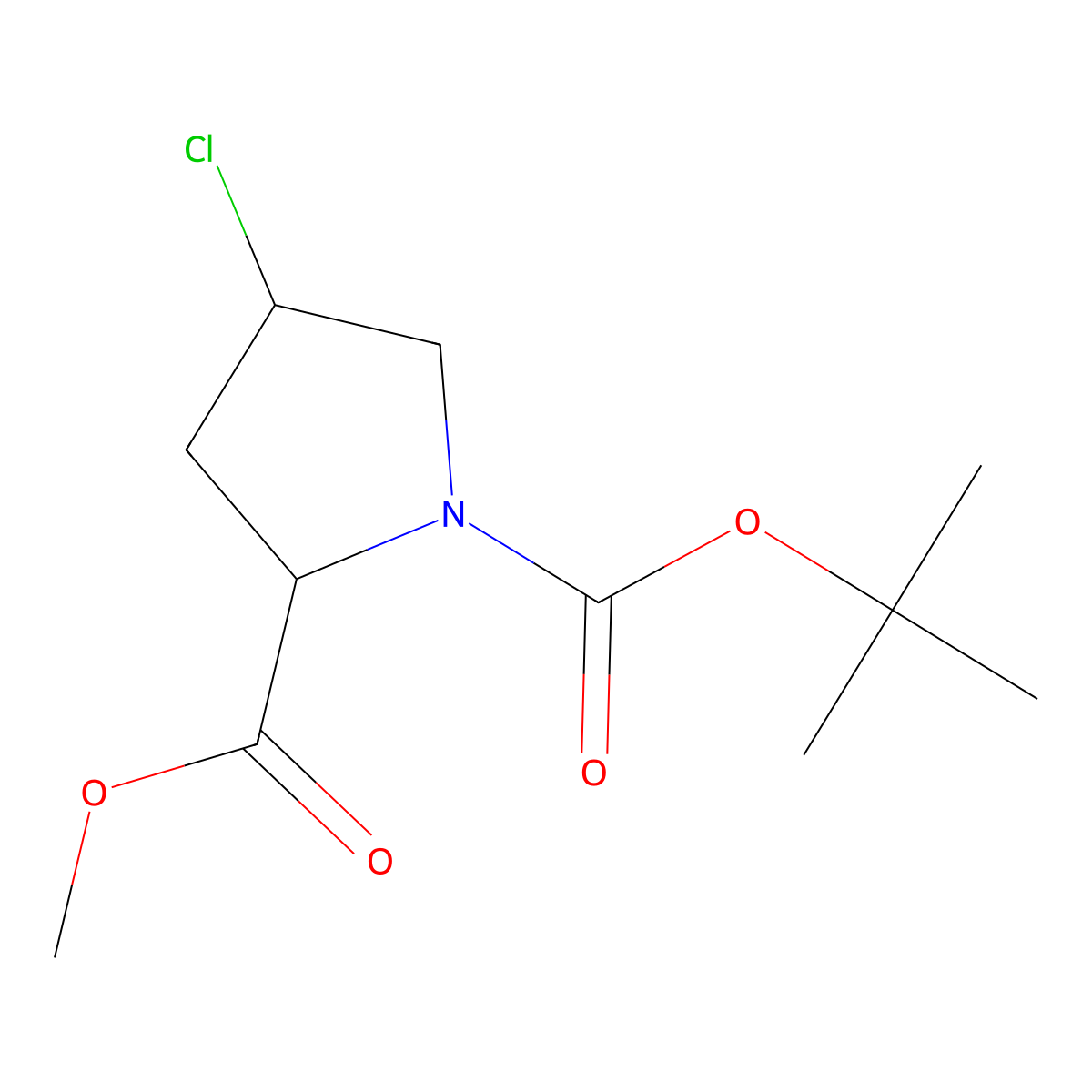 (2S,4S)-1-tert-butyl 2-methyl 4-chloropyrrolidine-1,2-dicarboxylate molecular structure, CAS 169032-99-9