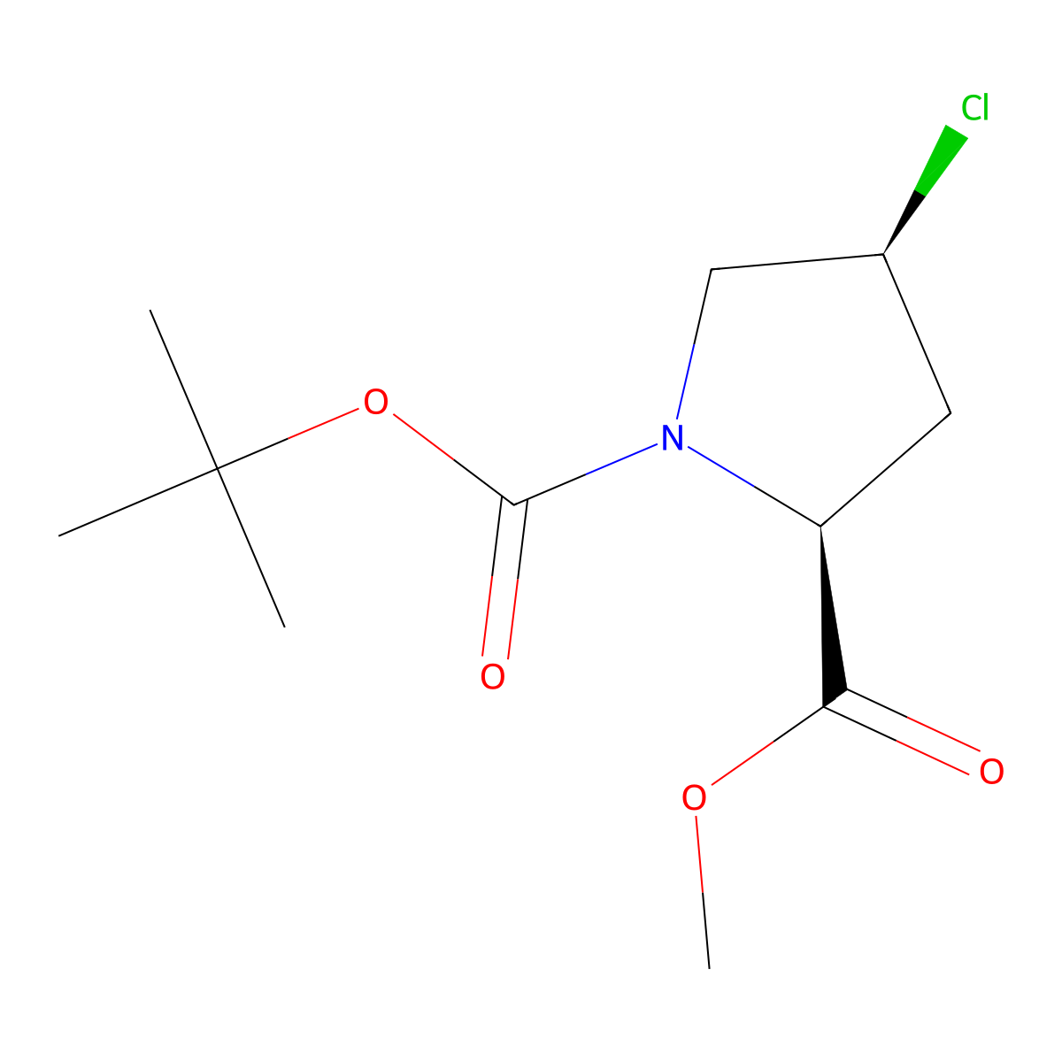 (2S,4S)-1-tert-butyl 2-methyl 4-chloropyrrolidine-1,2-dicarboxylate molecular structure, CAS 169032-99-9