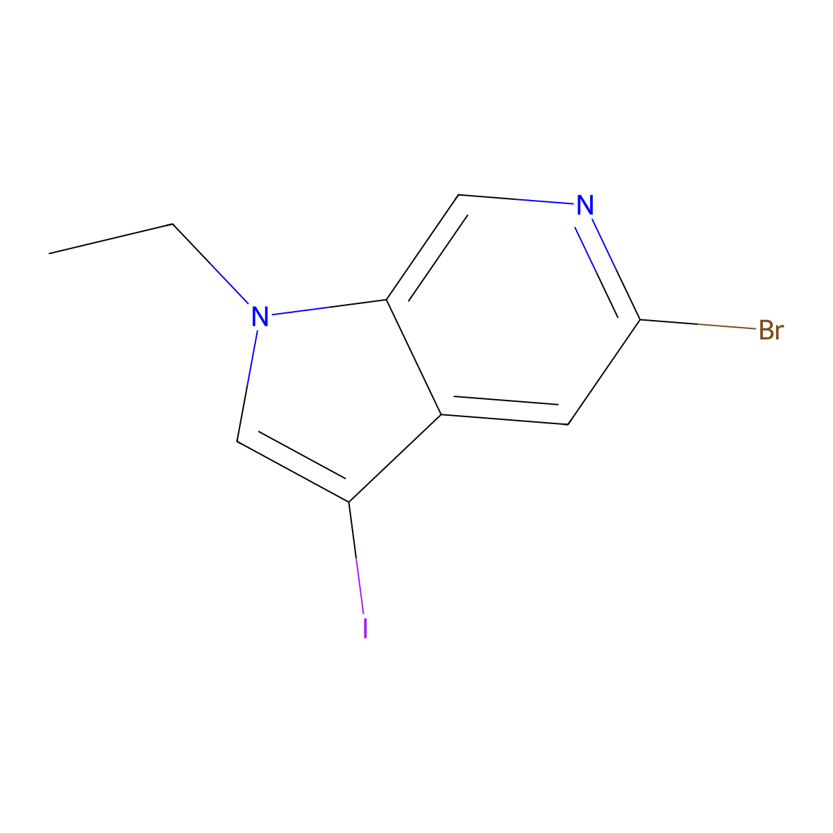 5-Bromo-1-ethyl-3-iodo-1H-pyrrolo[2,3-c]pyridine molecular structure, CAS 1690341-99-1