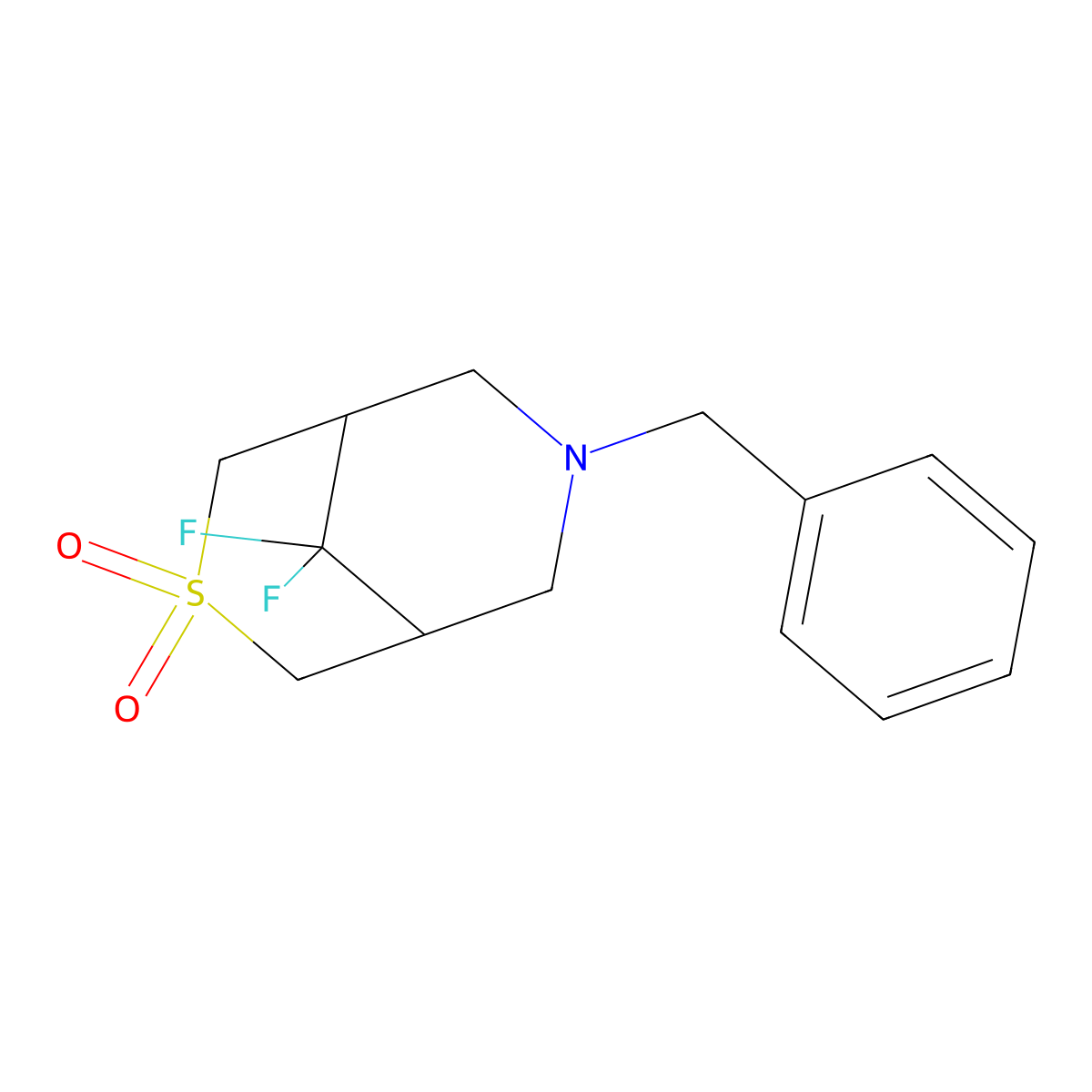 7-Benzyl-9,9-difluoro-3lambda6-thia-7-azabicyclo[3.3.1]nonane-3,3-dione molecular structure, CAS 1690364-36-3