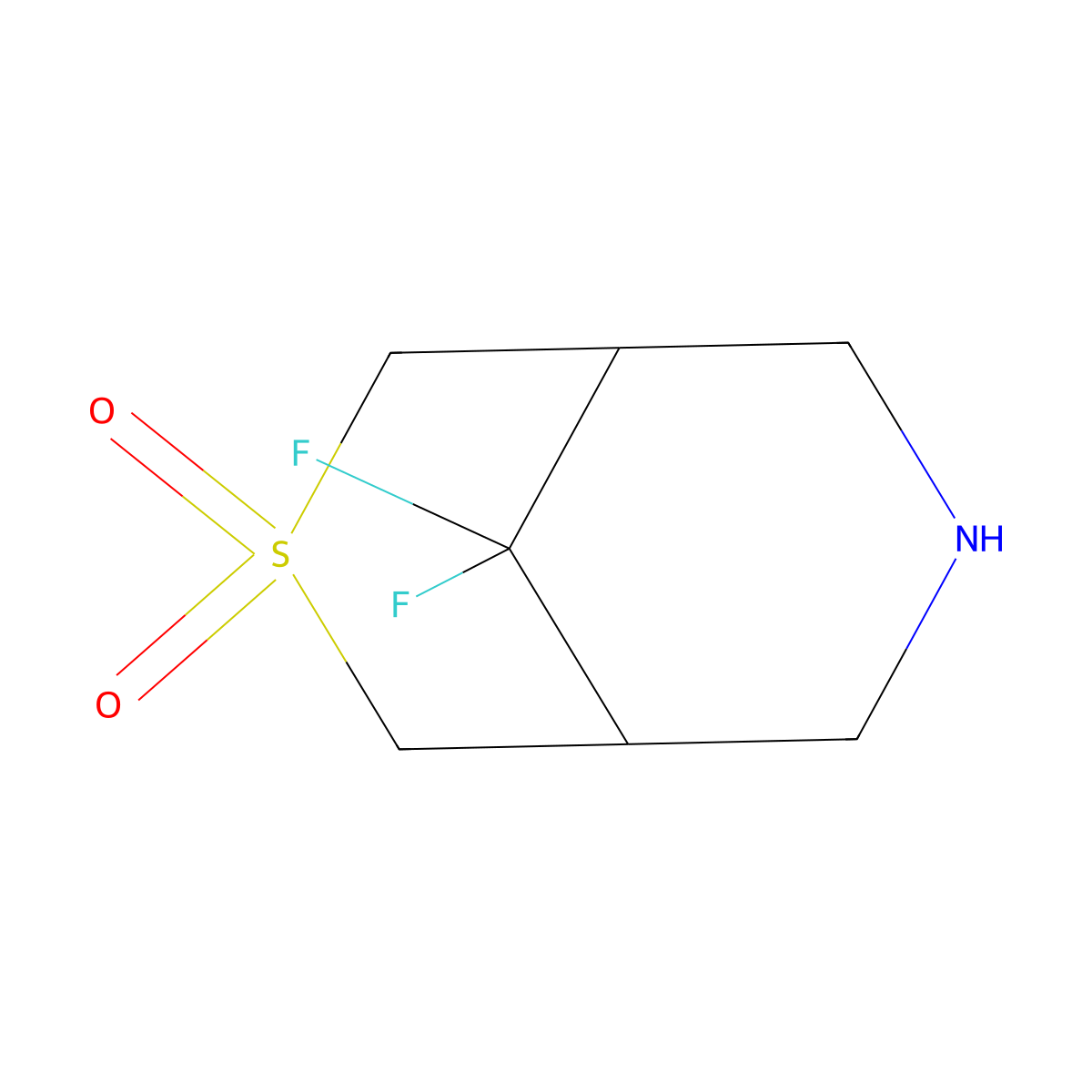 9,9-Difluoro-3lambda6-thia-7-azabicyclo[3.3.1]nonane-3,3-dione molecular structure, CAS 1690364-37-4