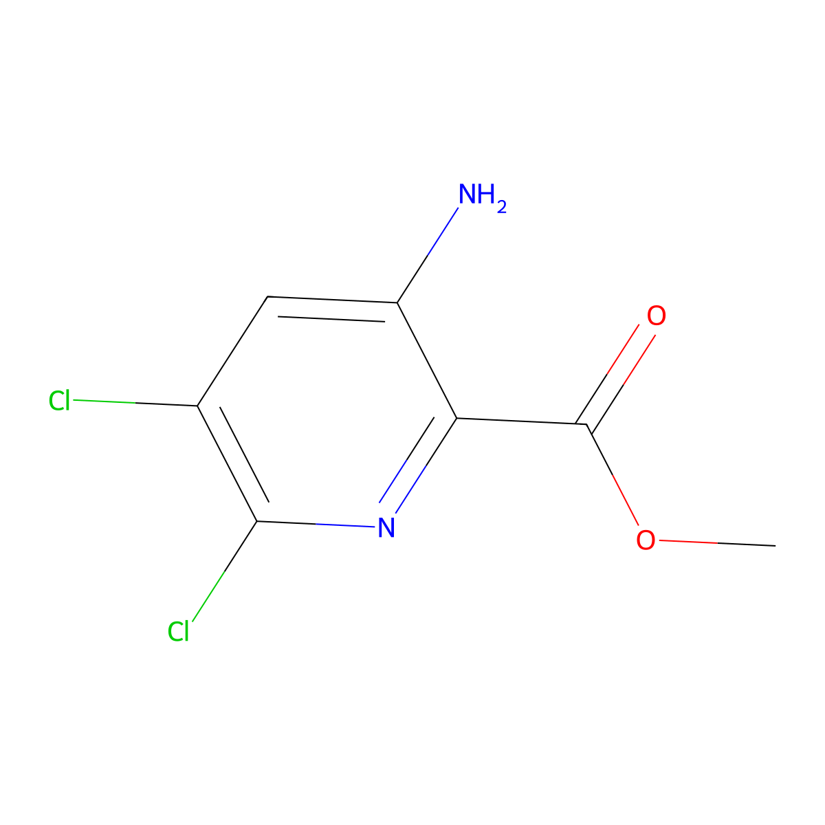 Methyl 3-amino-5,6-dichloropyridine-2-carboxylate molecular structure, CAS 169037-29-0