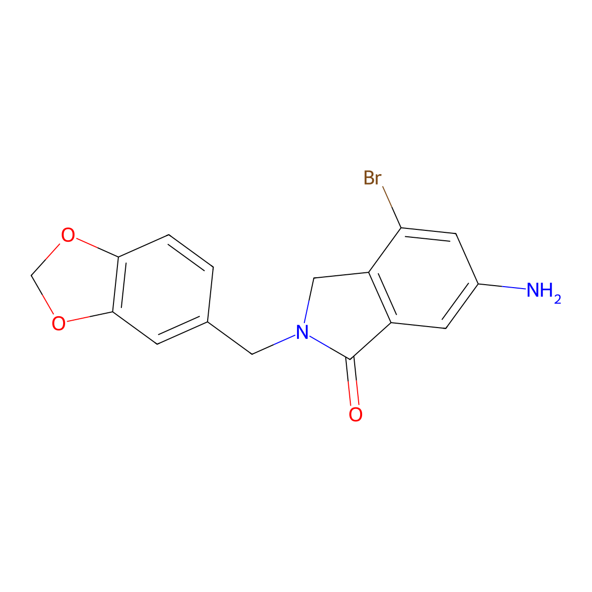 6-Amino-2-(benzo[d][1,3]dioxol-5-ylmethyl)-4-bromoisoindolin-1-one molecular structure, CAS 169043-96-3