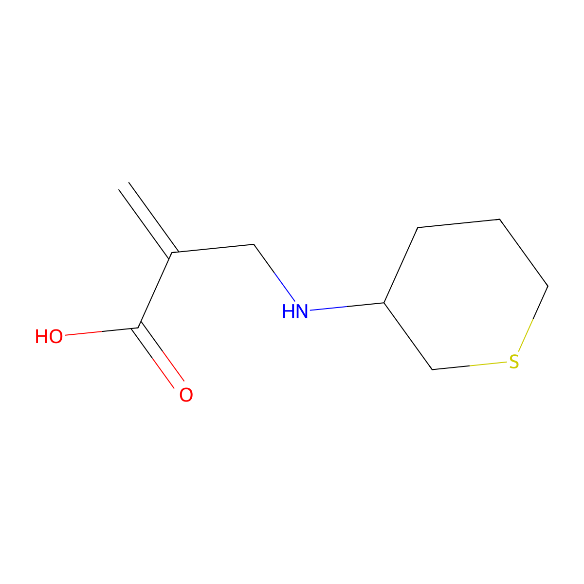 2-(((Tetrahydro-2H-thiopyran-3-yl)amino)methyl)acrylic acid molecular structure, CAS 1690433-52-3