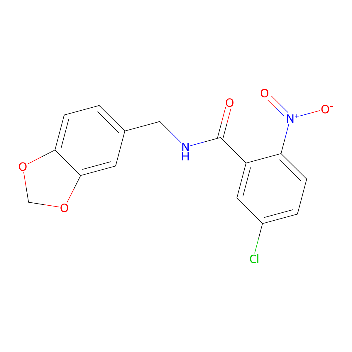 N-(1,3-benzodioxol-5-ylmethyl)-5-chloro-2-nitrobenzamide molecular structure, CAS 169044-89-7