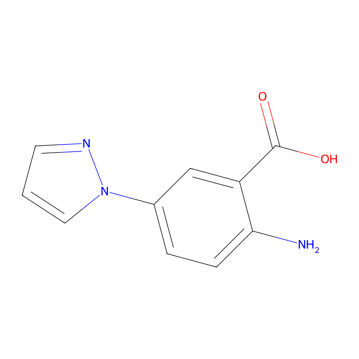 2-amino-5-(1H-pyrazol-1-yl)benzoic acid molecular structure, CAS 169045-03-8