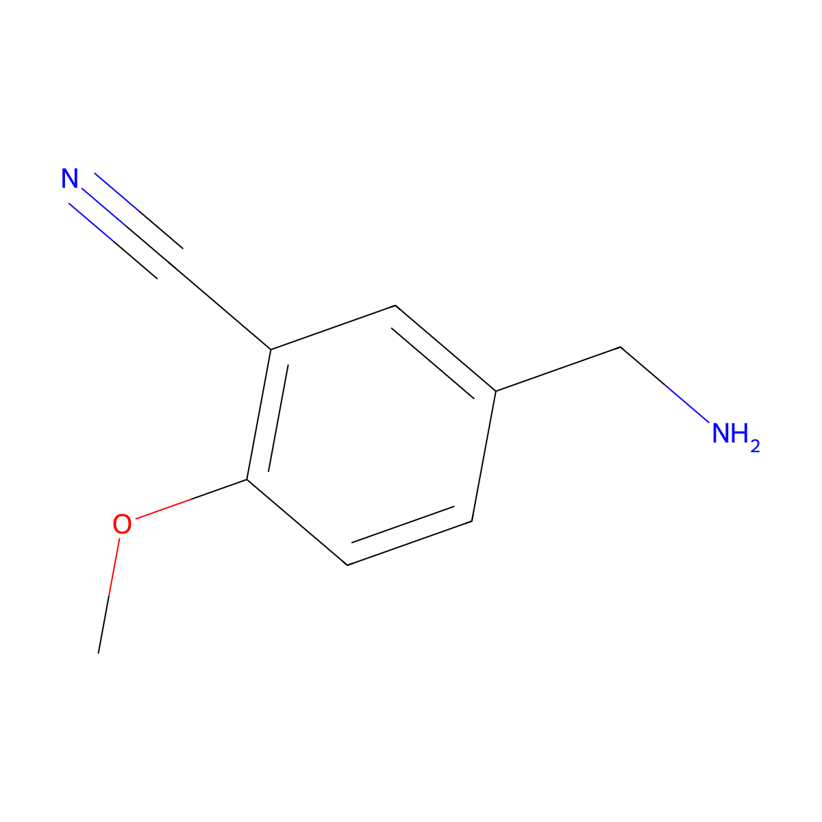 5-(Aminomethyl)-2-methoxybenzonitrile molecular structure, CAS 169045-13-0