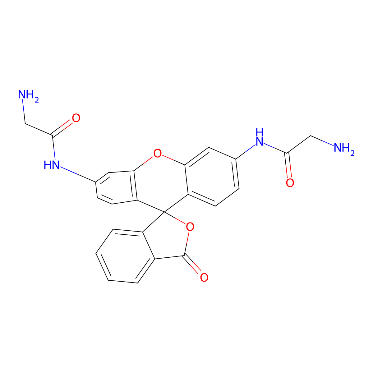 N,N'-(3-Oxo-3H-spiro[isobenzofuran-1,9'-xanthene]-3',6'-diyl)bis(2-aminoacetamide) molecular structure, CAS 169045-44-7