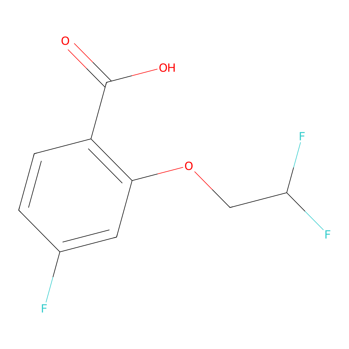 2-(2,2-Difluoroethoxy)-4-fluorobenzoic acid molecular structure, CAS 1690451-05-8
