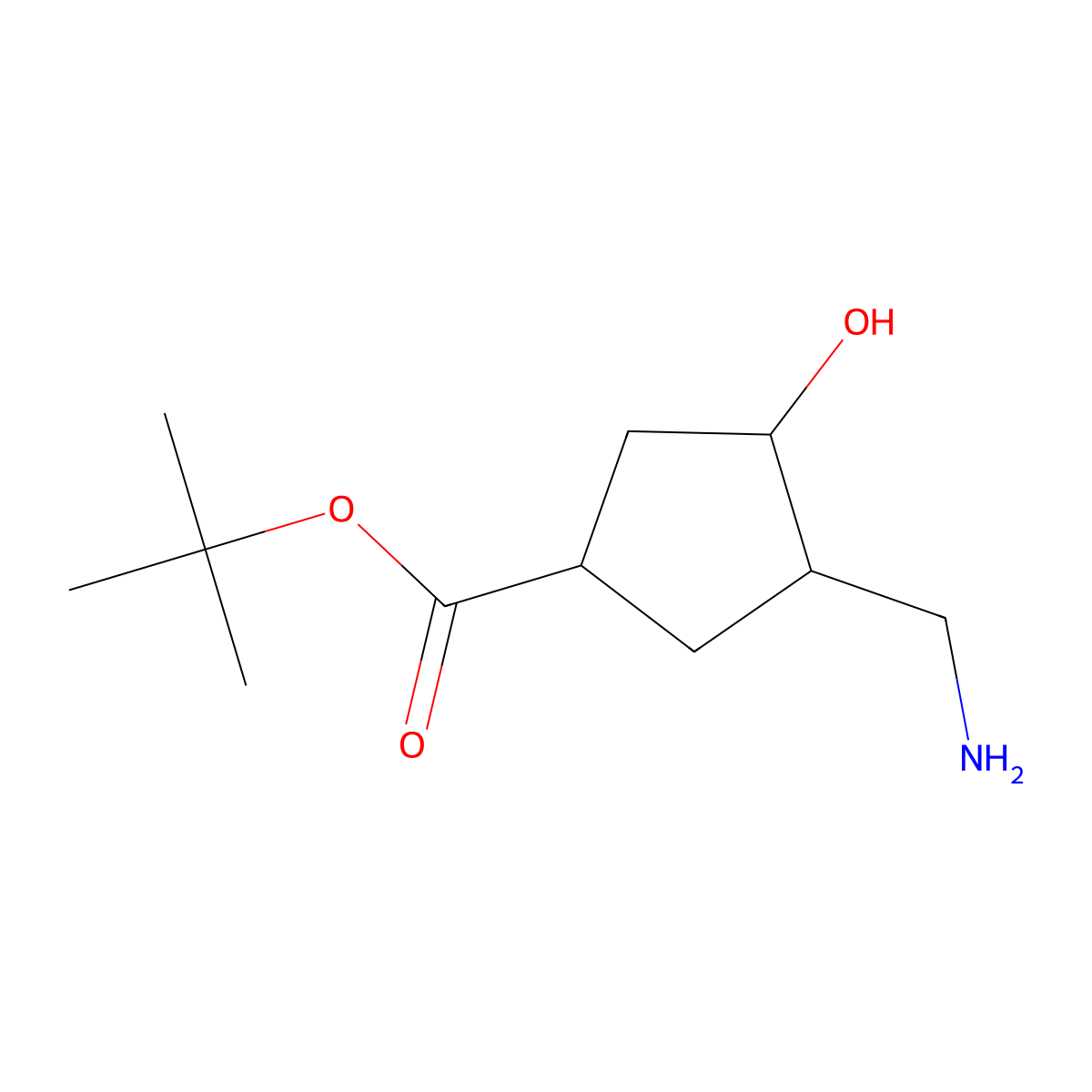 tert-Butyl 3-(aminomethyl)-4-hydroxycyclopentane-1-carboxylate molecular structure, CAS 1690451-14-9