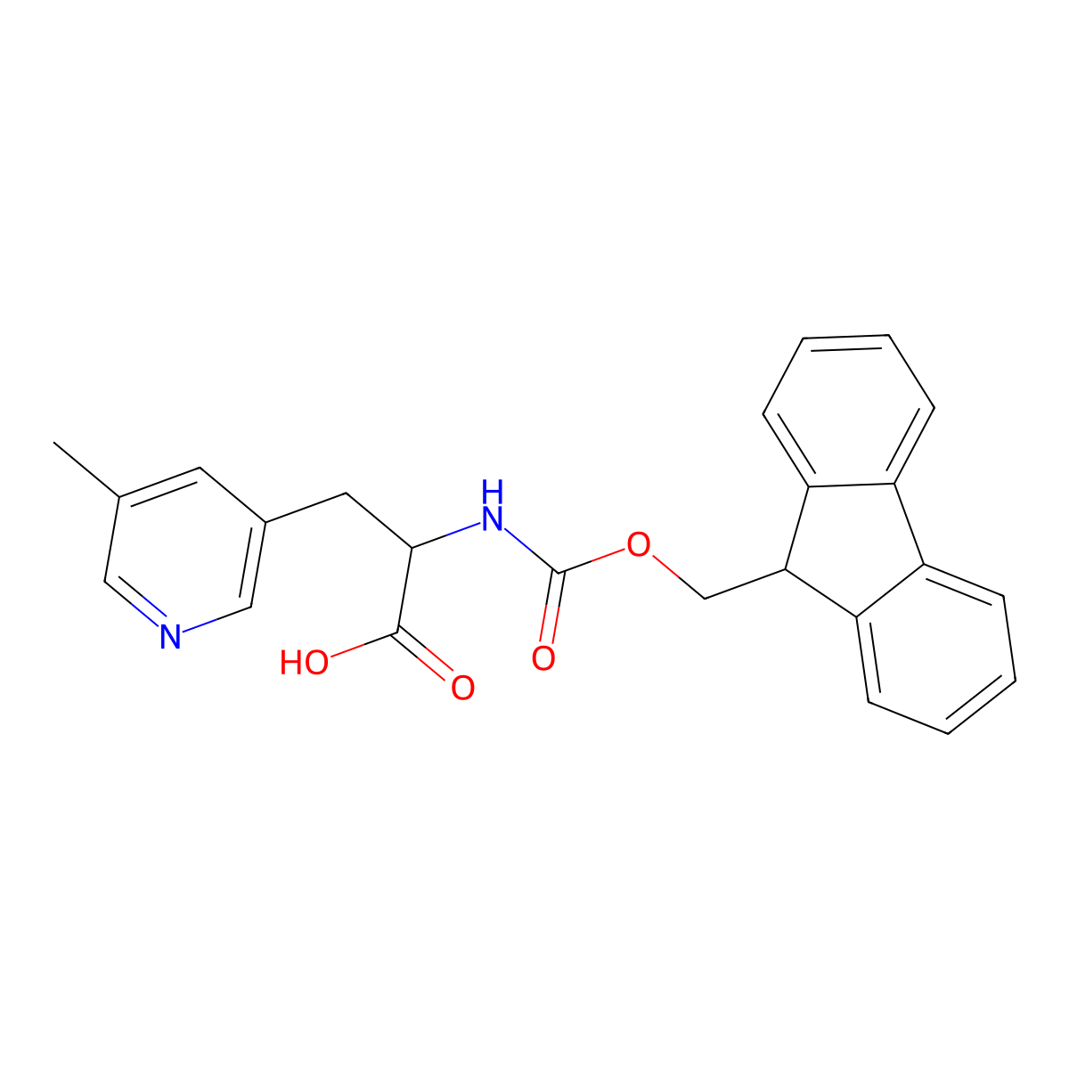 2-((((9H-Fluoren-9-yl)methoxy)carbonyl)amino)-3-(5-methylpyridin-3-yl)propanoic acid molecular structure, CAS 1690487-99-0