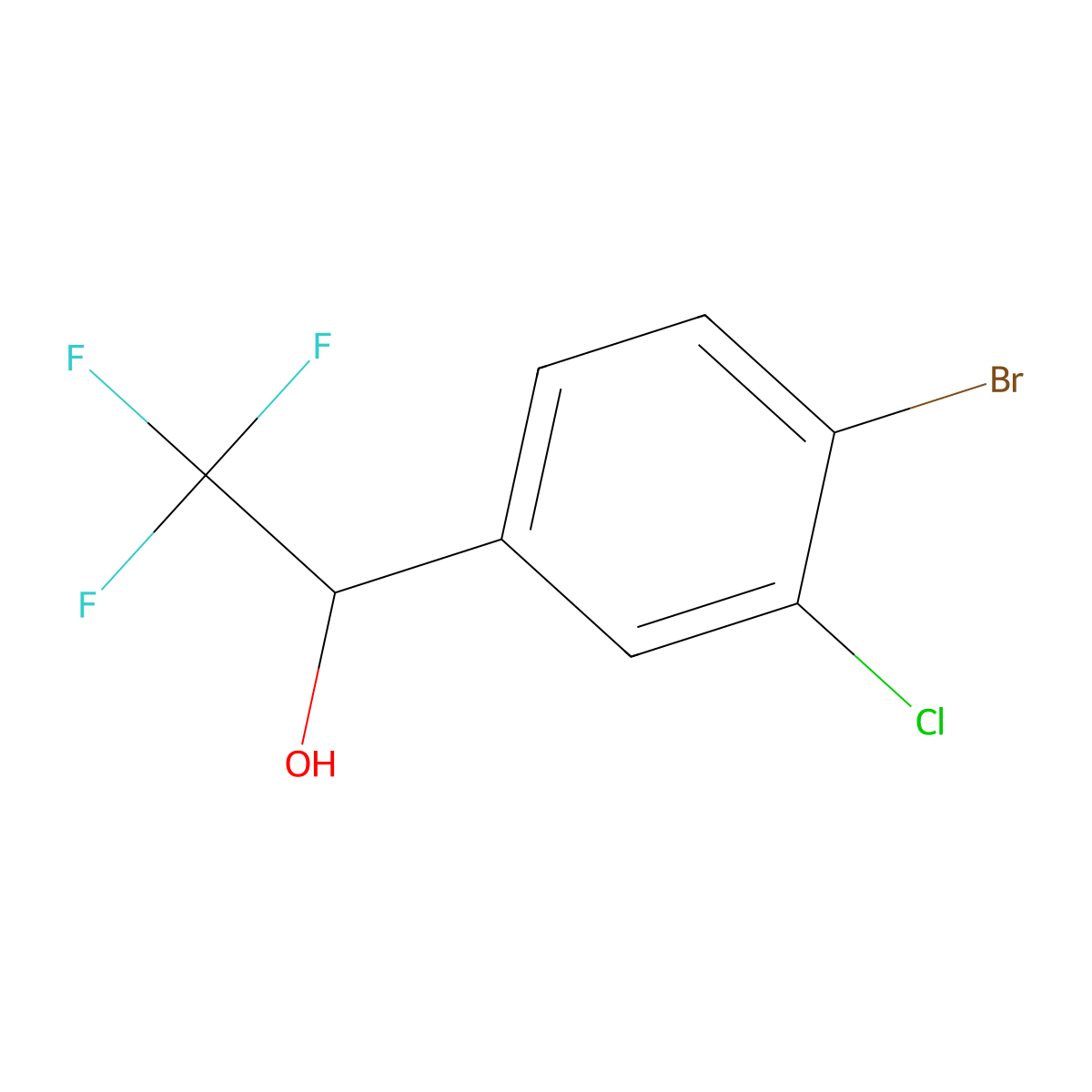 1-(4-Bromo-3-chlorophenyl)-2,2,2-trifluoroethan-1-ol molecular structure, CAS 1690490-18-6