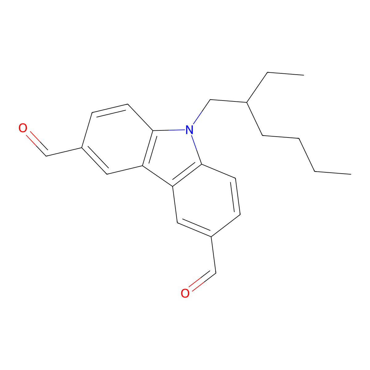 9-(2-Ethylhexyl)carbazole-3,6-dicarboxaldehyde molecular structure, CAS 169051-20-1