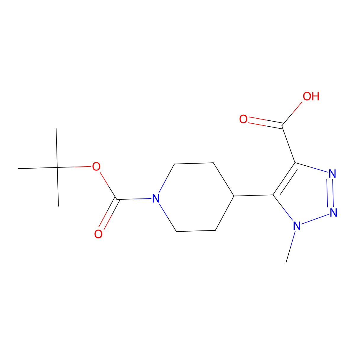 5-{1-[(tert-butoxy)carbonyl]piperidin-4-yl}-1-methyl-1H-1,2,3-triazole-4-carboxylic acid molecular structure, CAS 1690512-93-6