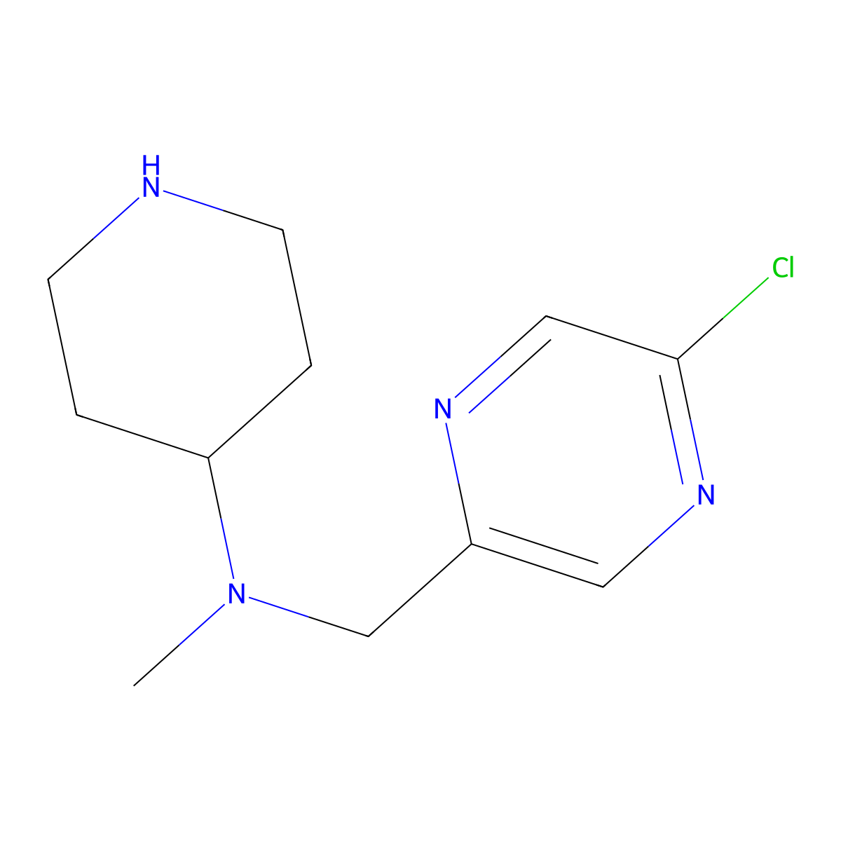 N-[(5-chloropyrazin-2-yl)methyl]-N-methylpiperidin-4-amine molecular structure, CAS 1690530-42-7