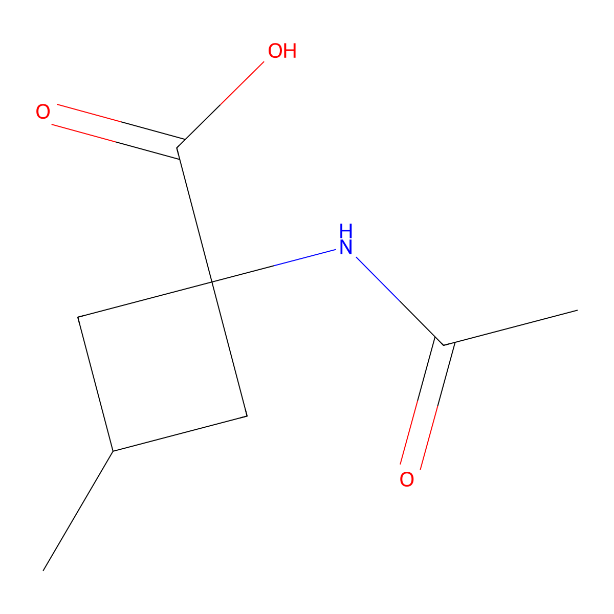 1-Acetamido-3-methylcyclobutane-1-carboxylic acid molecular structure, CAS 1690531-96-4
