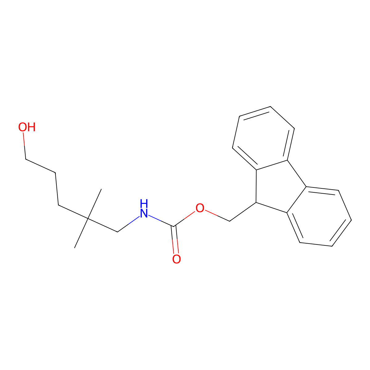 (9H-fluoren-9-yl)methyl N-(5-hydroxy-2,2-dimethylpentyl)carbamate molecular structure, CAS 1690546-91-8