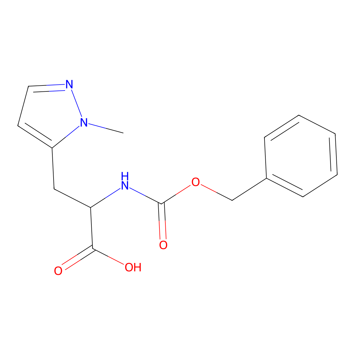 2-{[(benzyloxy)carbonyl]amino}-3-(1-methyl-1H-pyrazol-5-yl)propanoic acid molecular structure, CAS 1690563-20-2
