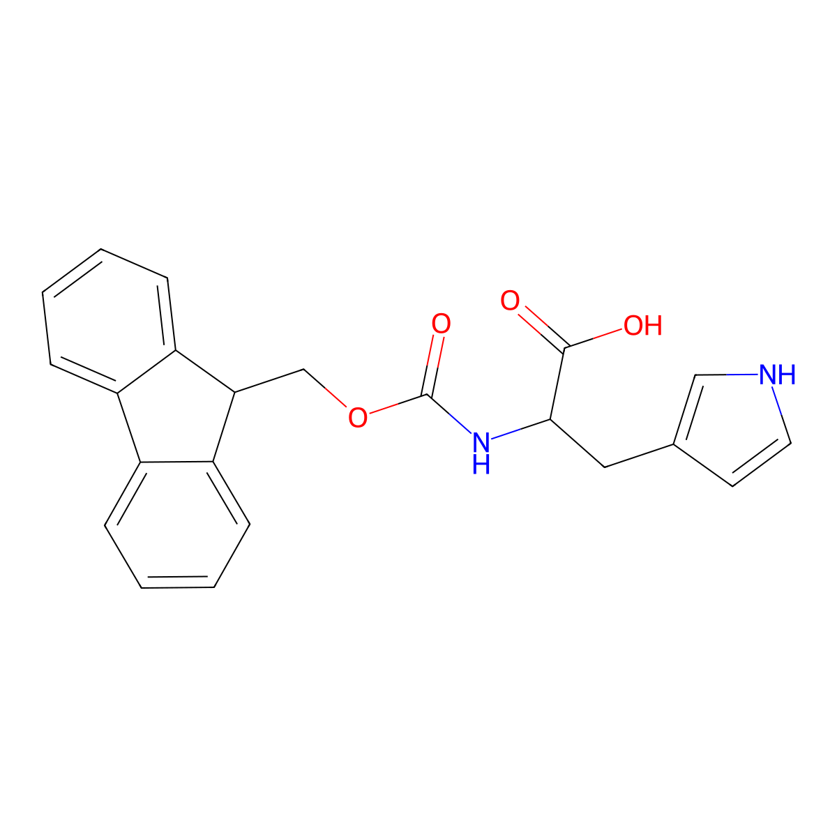 2-({[(9H-fluoren-9-yl)methoxy]carbonyl}amino)-3-(1H-pyrrol-3-yl)propanoic acid molecular structure, CAS 1690586-74-3