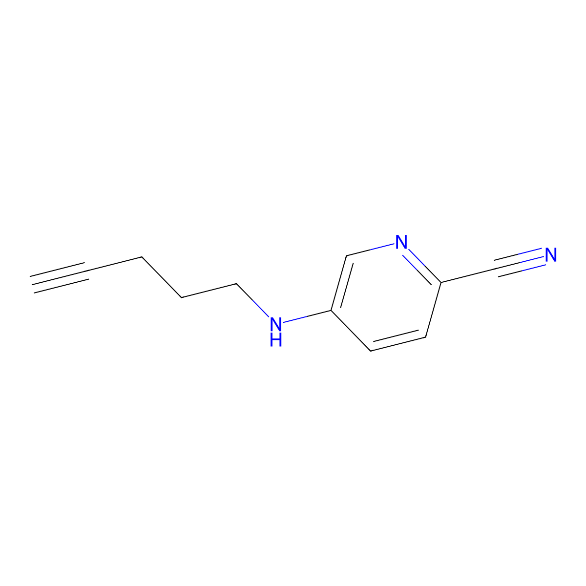 5-[(Pent-4-yn-1-yl)amino]pyridine-2-carbonitrile molecular structure, CAS 1690593-22-6