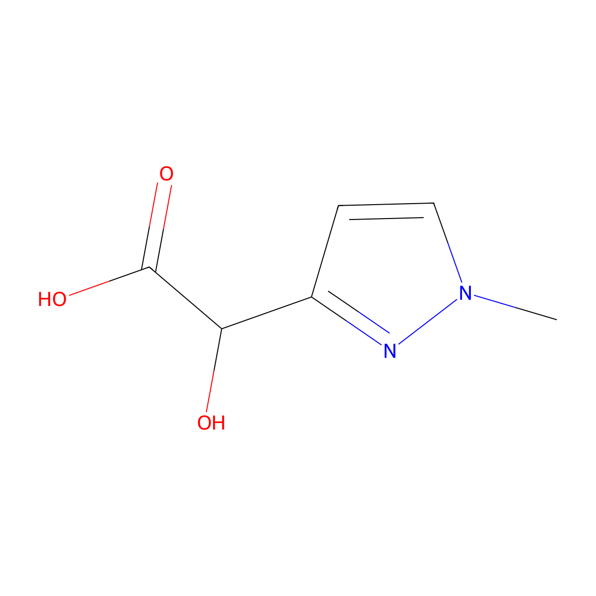 2-hydroxy-2-(1-methyl-1H-pyrazol-3-yl)acetic acid molecular structure, CAS 1690604-63-7