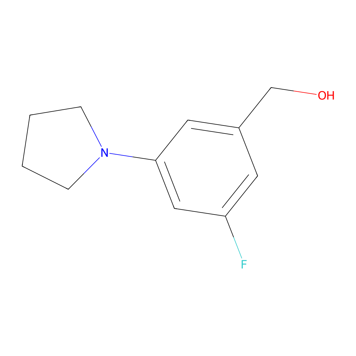 [3-Fluoro-5-(pyrrolidin-1-yl)phenyl]methanol molecular structure, CAS 1690605-39-0