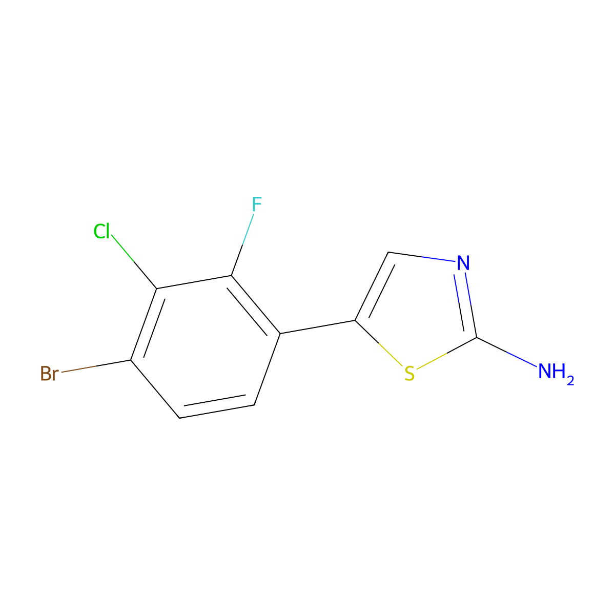5-(4-Bromo-3-chloro-2-fluorophenyl)thiazol-2-amine molecular structure, CAS 1690605-72-1