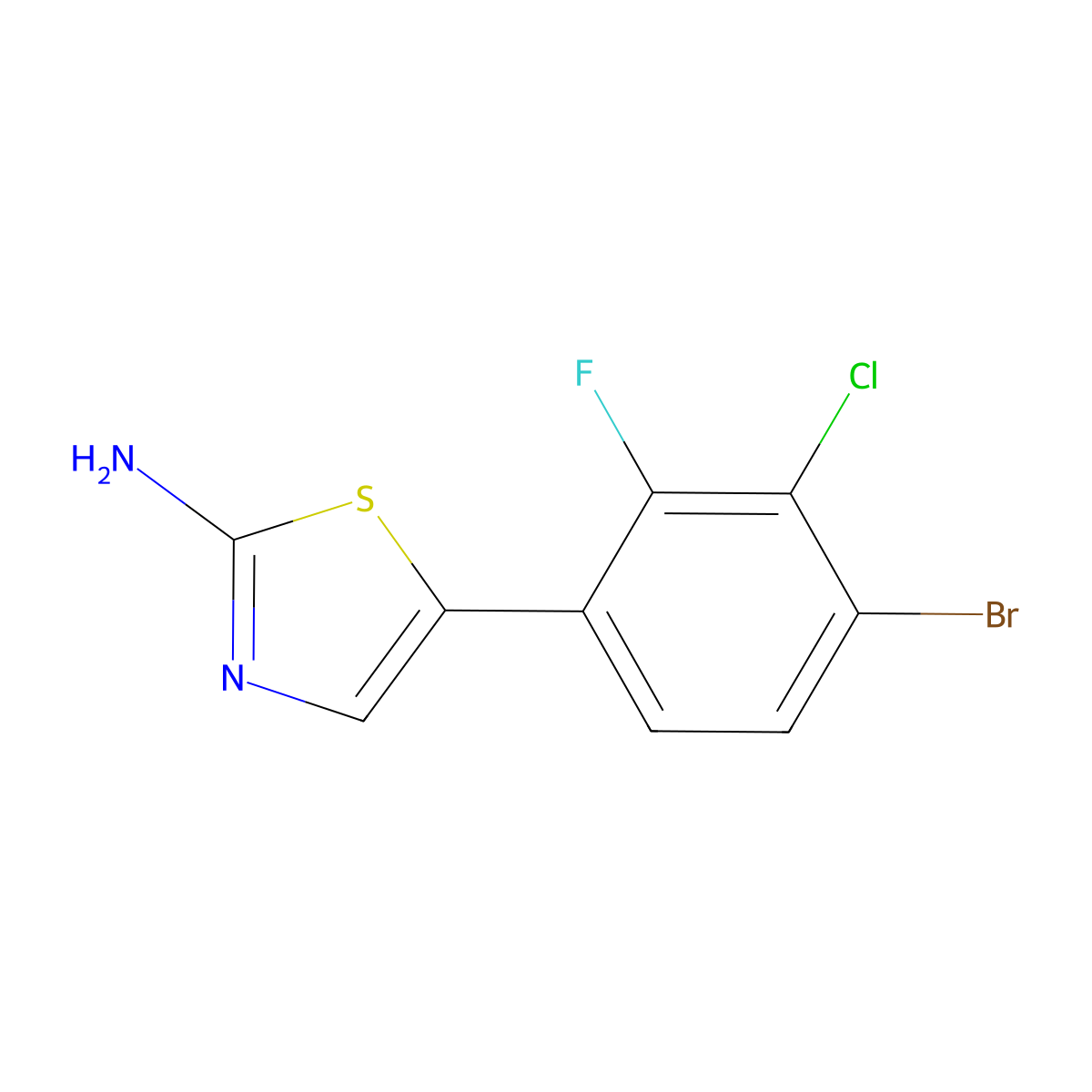 5-(4-Bromo-3-chloro-2-fluorophenyl)thiazol-2-amine molecular structure, CAS 1690605-72-1