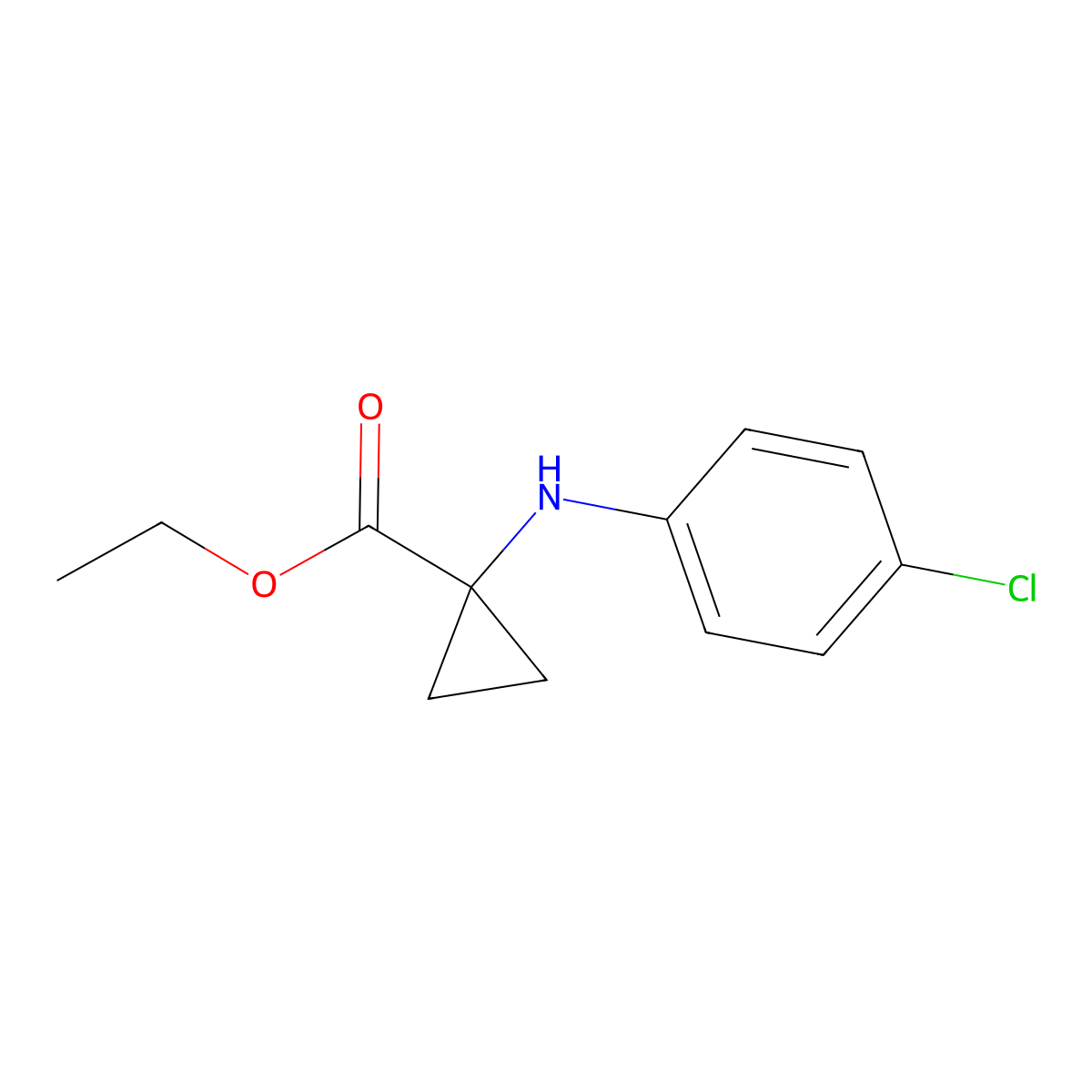 Ethyl 1-[(4-chlorophenyl)amino]cyclopropane-1-carboxylate molecular structure, CAS 1690615-98-5