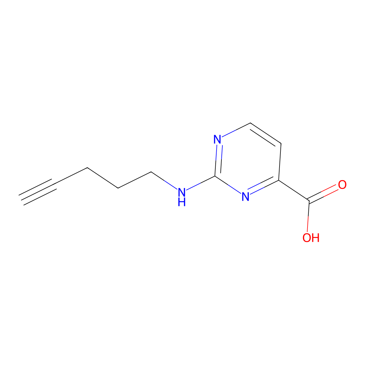 2-[(Pent-4-yn-1-yl)amino]pyrimidine-4-carboxylic acid molecular structure, CAS 1690624-01-1
