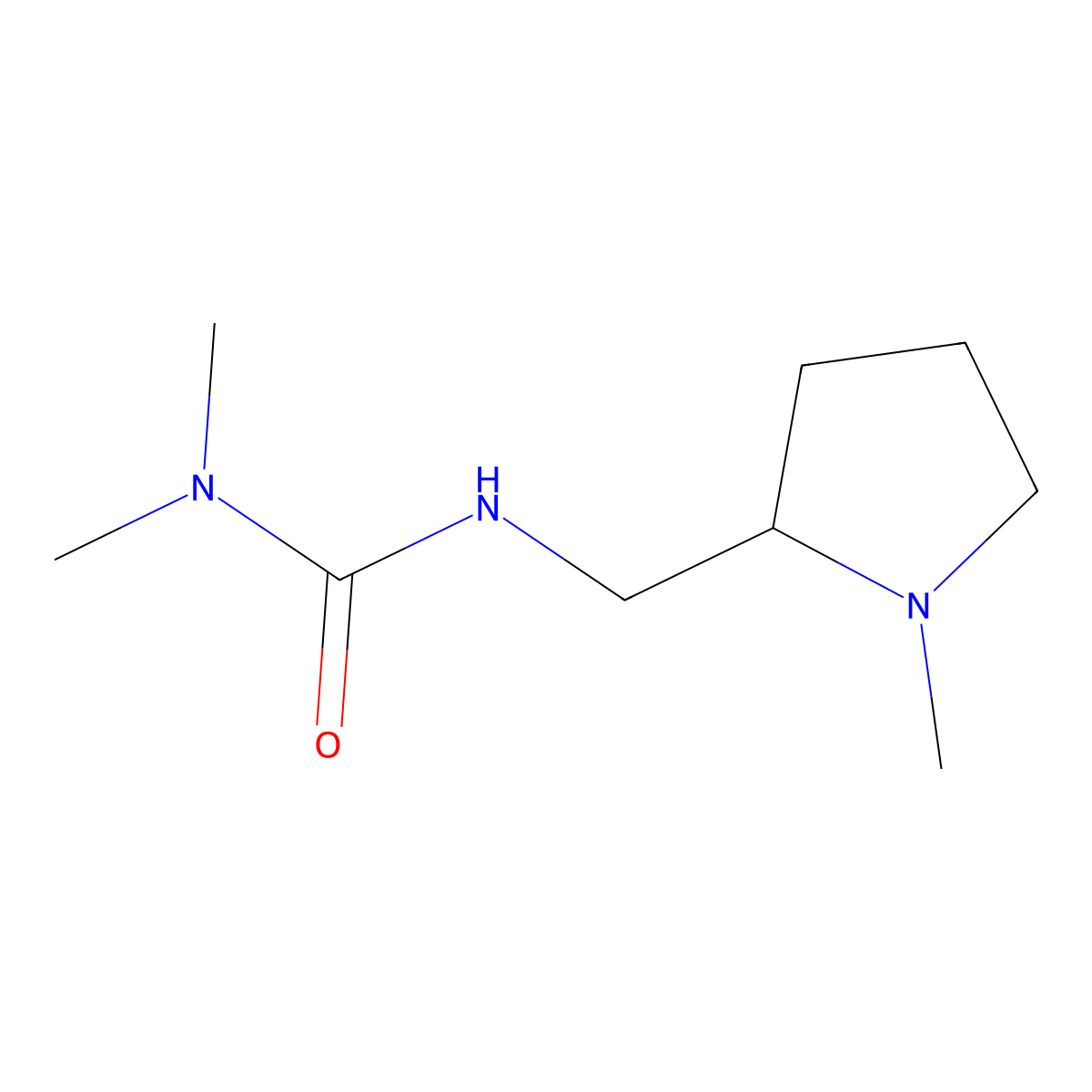 3,3-Dimethyl-1-((1-methylpyrrolidin-2-yl)methyl)urea molecular structure, CAS 1690628-70-6