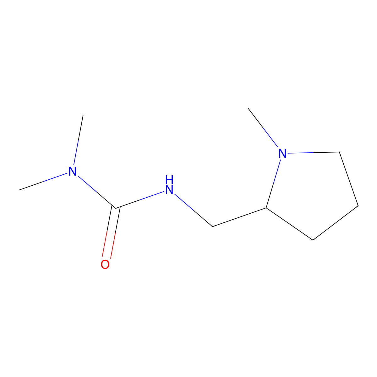 3,3-Dimethyl-1-((1-methylpyrrolidin-2-yl)methyl)urea molecular structure, CAS 1690628-70-6