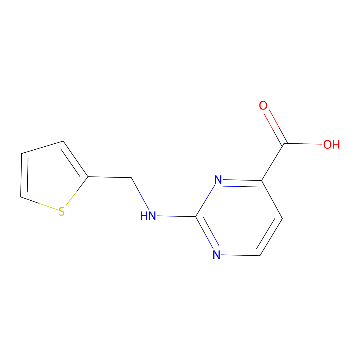 2-{[(Thiophen-2-yl)methyl]amino}pyrimidine-4-carboxylic acid molecular structure, CAS 1690652-97-1