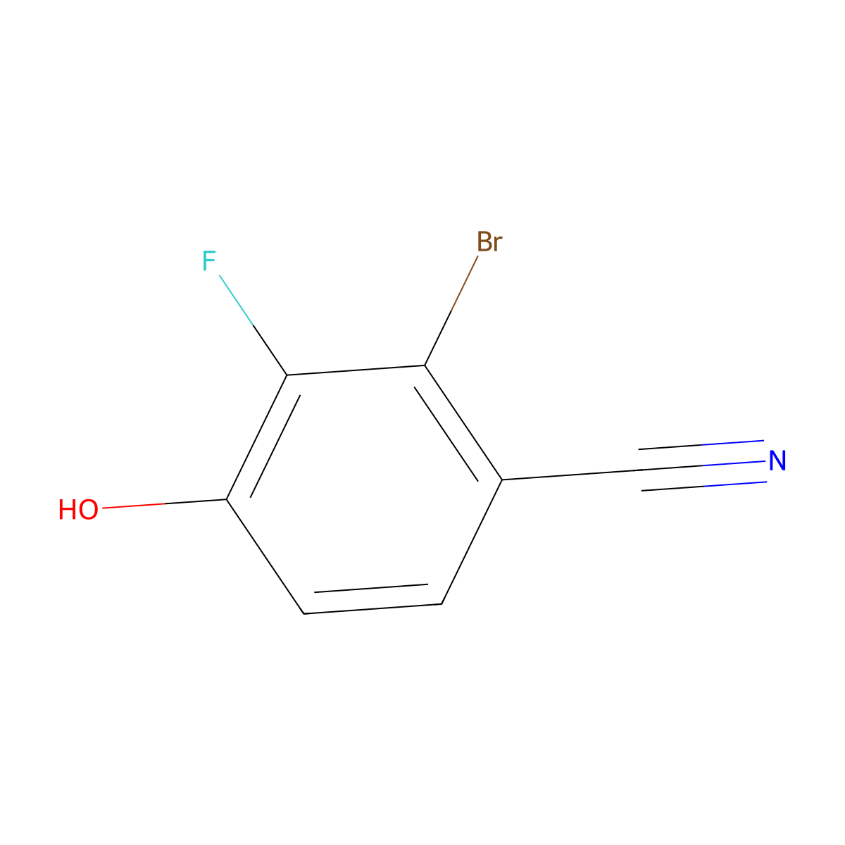 2-Bromo-3-fluoro-4-hydroxybenzonitrile molecular structure, CAS 1690654-52-4
