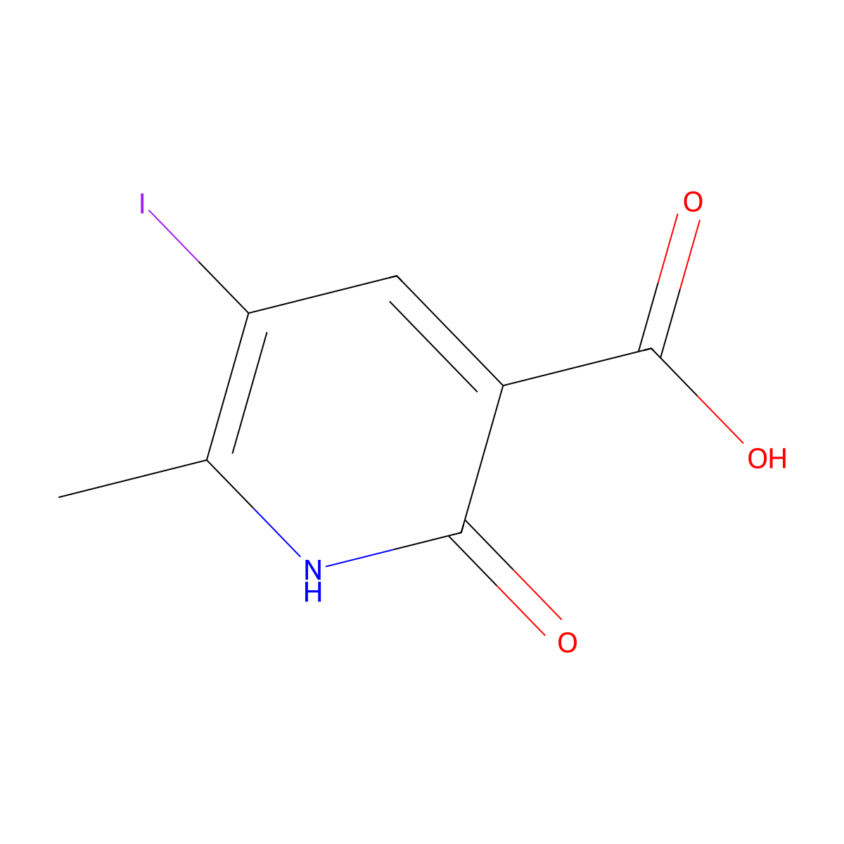 5-Iodo-6-methyl-2-oxo-1,2-dihydropyridine-3-carboxylic acid molecular structure, CAS 1690658-38-8
