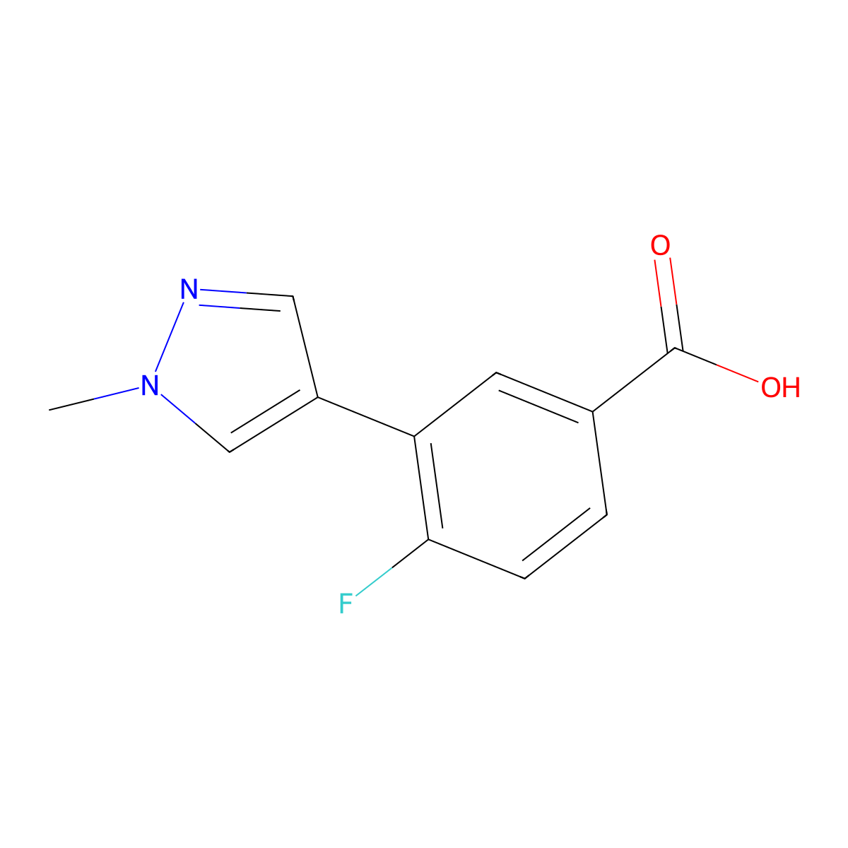 4-fluoro-3-(1-methyl-1H-pyrazol-4-yl)benzoic acid molecular structure, CAS 1690663-45-6